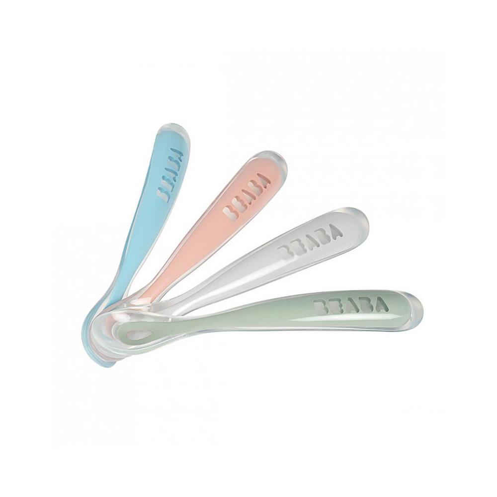 Beaba Ergonomic 1st age silicone spoon 4 Pack - Tiny Tots Baby Store 