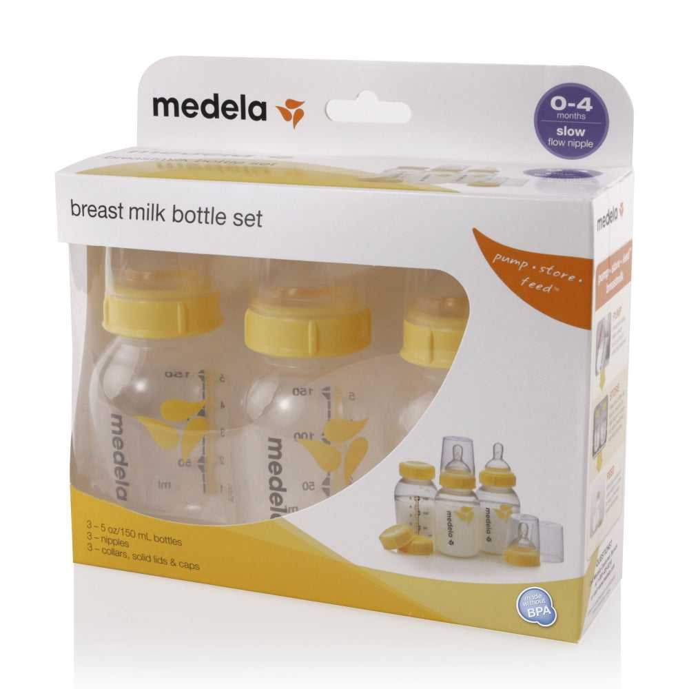 Medela Breastmilk Bottle 150ml with Wide Base Teat 3pk - Tiny Tots Baby Store 