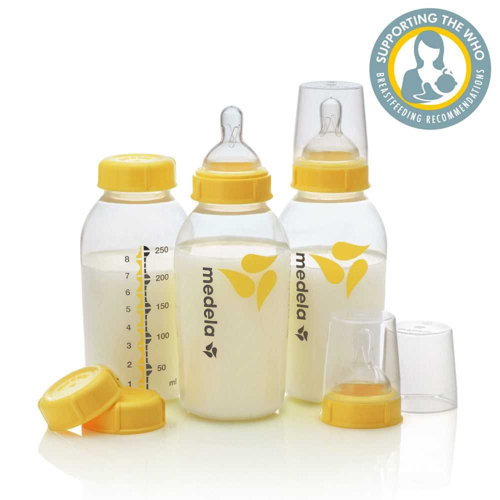 Medela Breastmilk Bottle 250ml with Wide Base Teat 3pk - Tiny Tots Baby Store 
