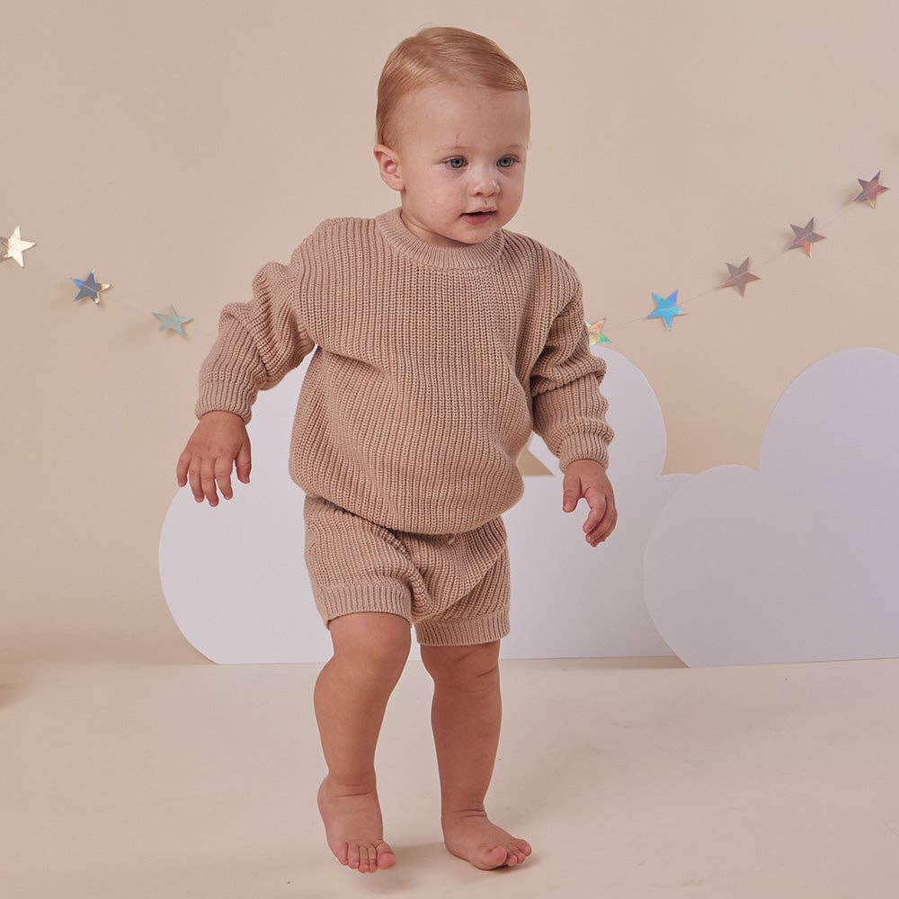 Snuggle Hunny - Hazelnut Oversized Cotton Knit Jumper - 3-6 Months (00)