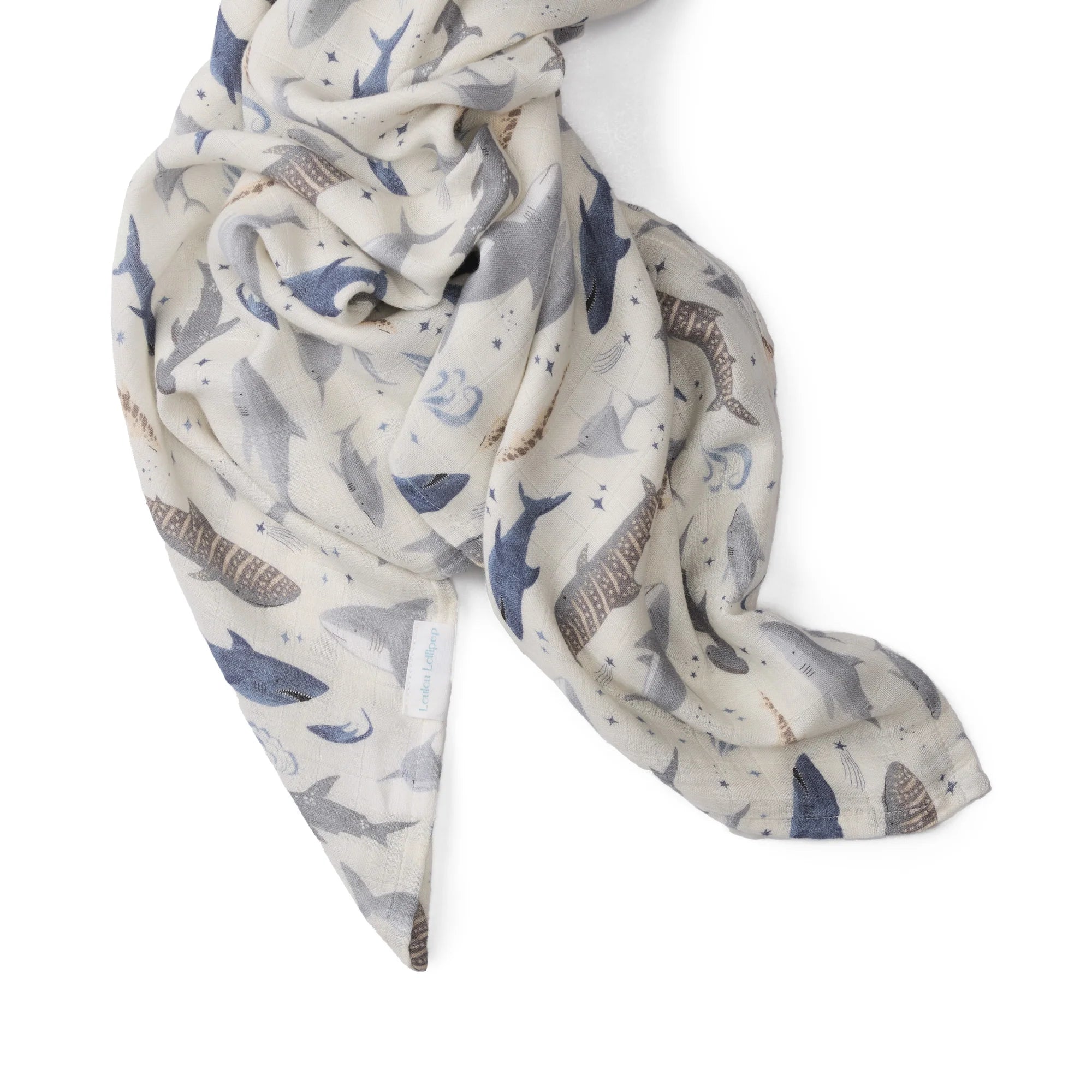 LouLou Lollipop, Muslin Swaddle - Sharks