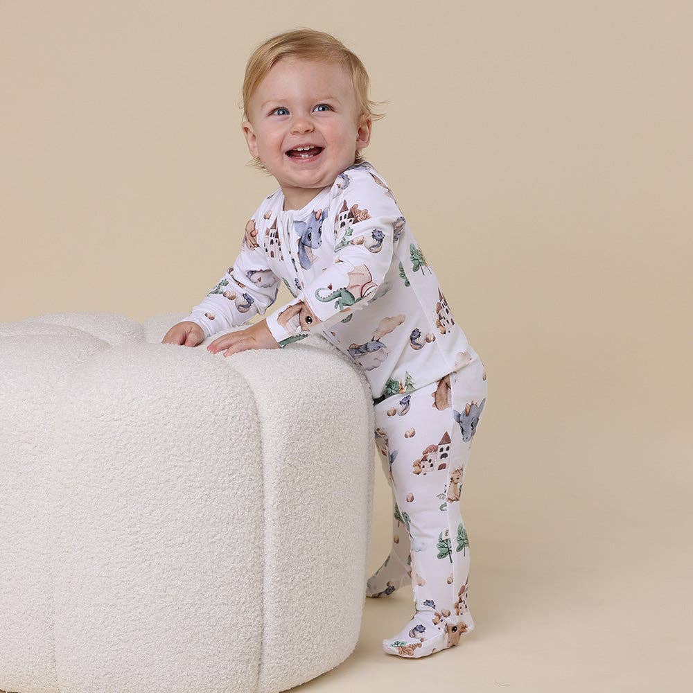 Snuggle Hunny - Dragon Organic Snuggle Sleepsuit Zip Footie - 0-3 Months (000) 