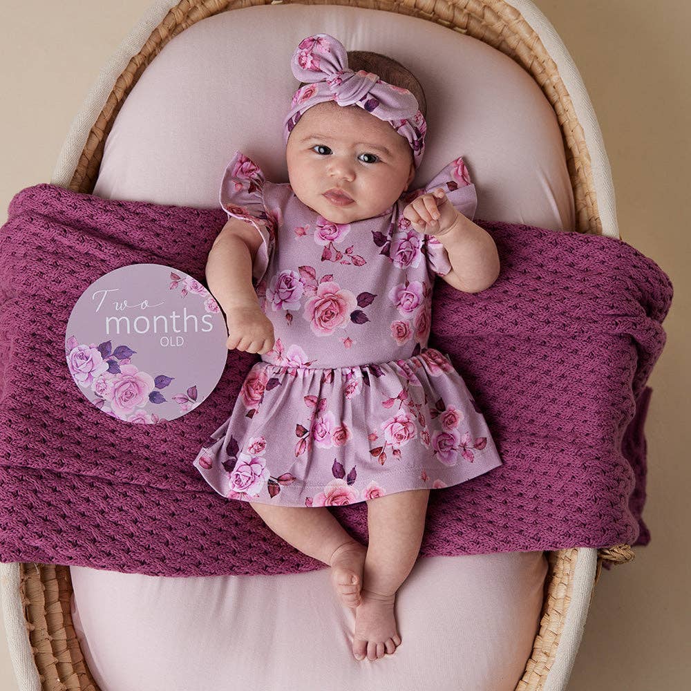 Snuggle Hunny - Blossom Short Sleeve Organic Dress - 0-3 Months (000) 