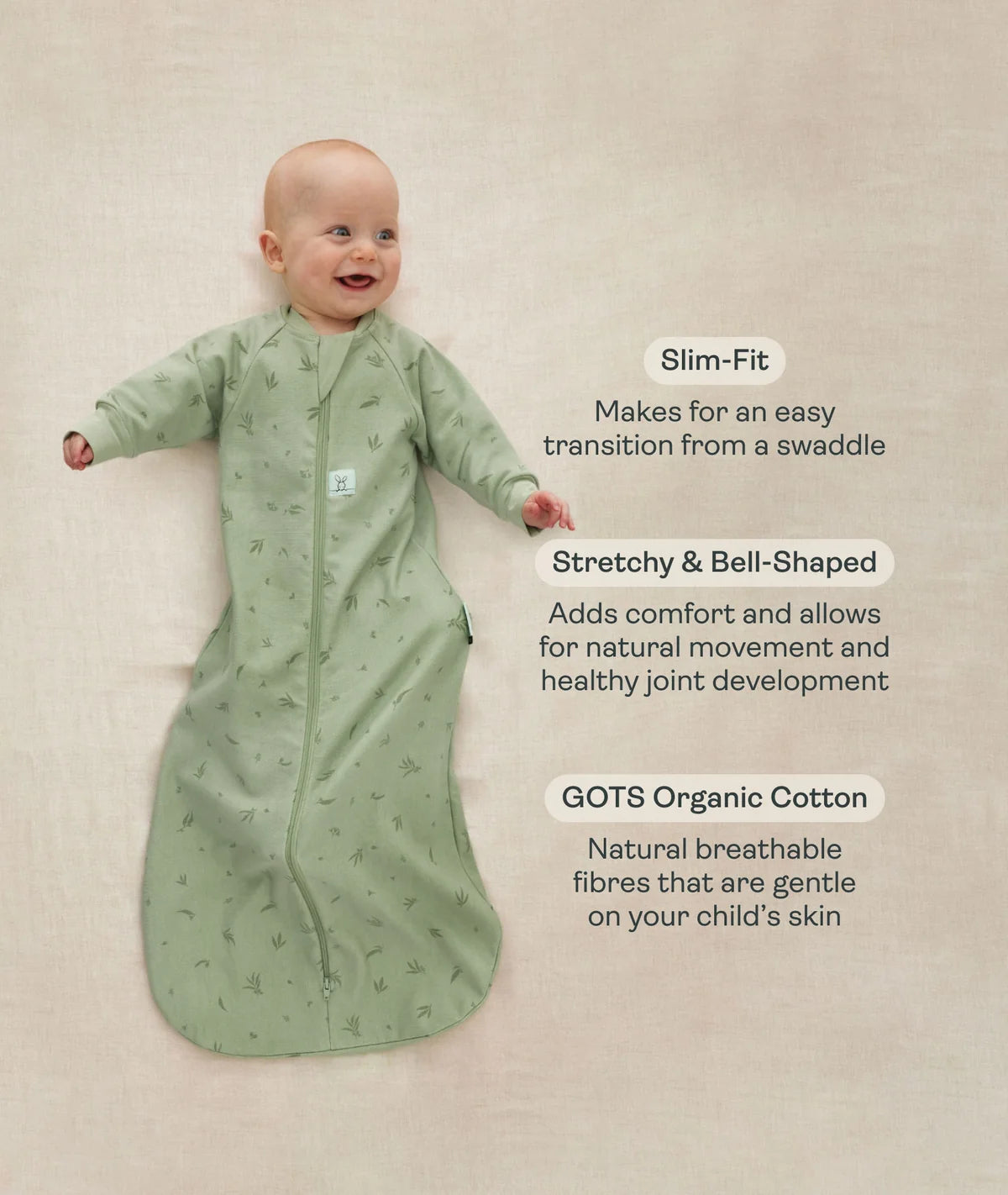 Ergopouch Cocoon Sleeping Bag 1.0 TOG Sleeved | Willow