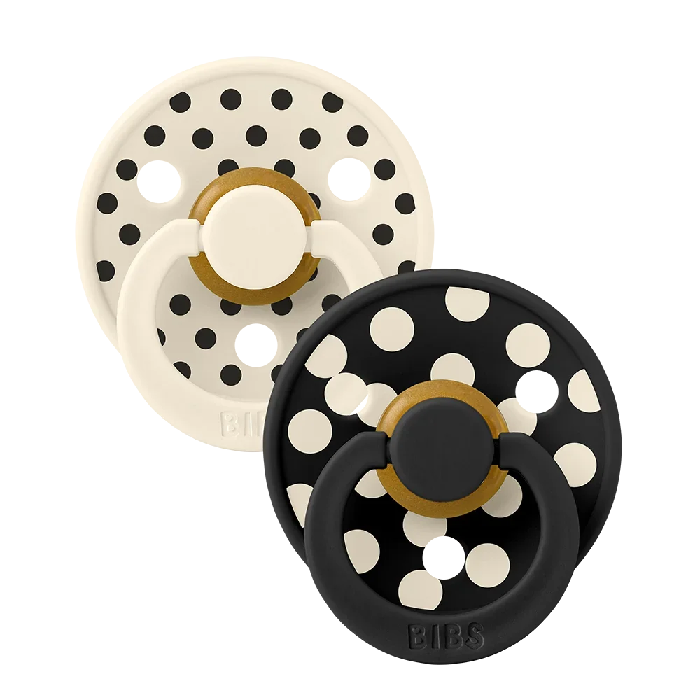 BIBS STUDIO Colour Dummies 2 Pack Polka - Ivory/Black