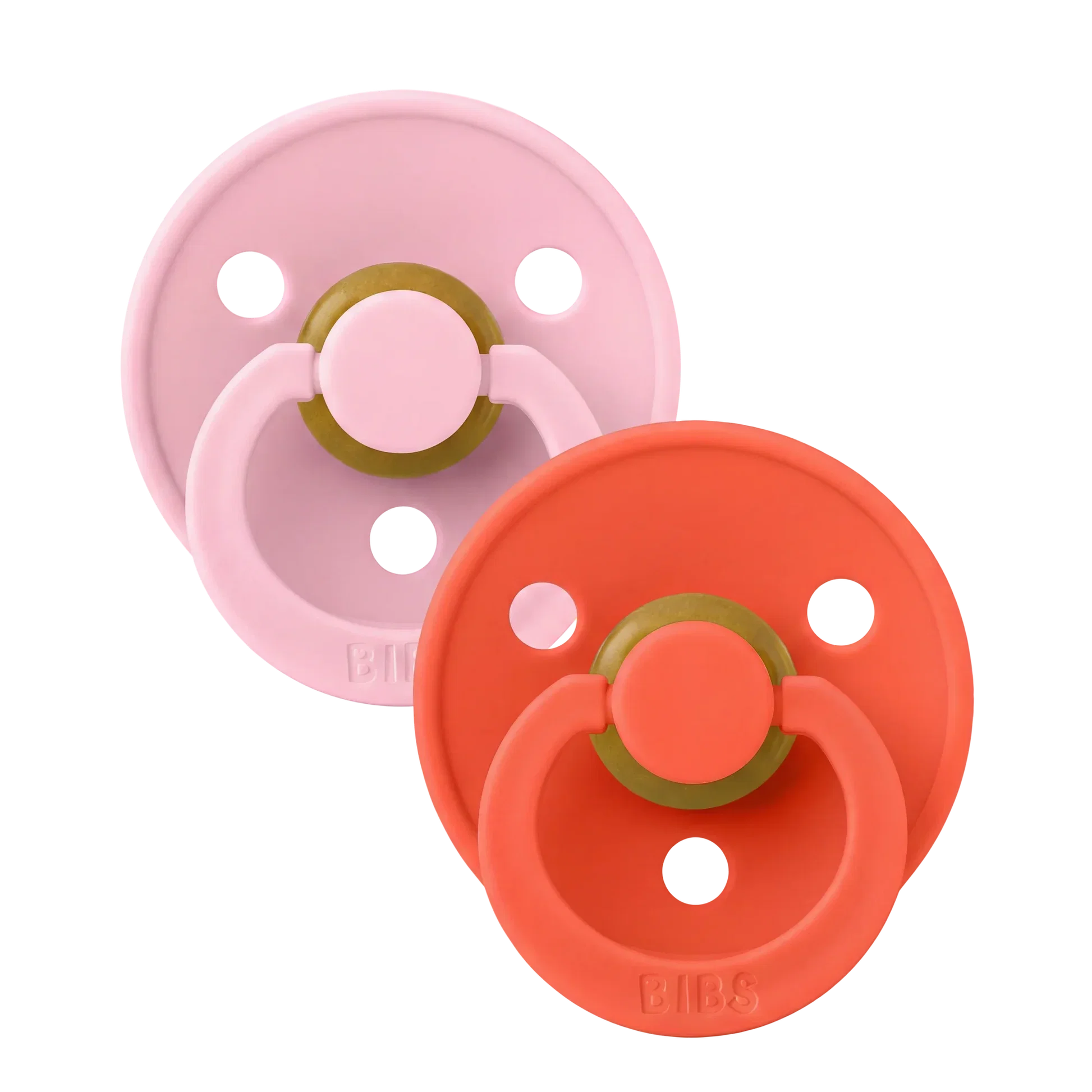 BIBS Colour Pacifiers 2 Pack - Baby Pink/Tango