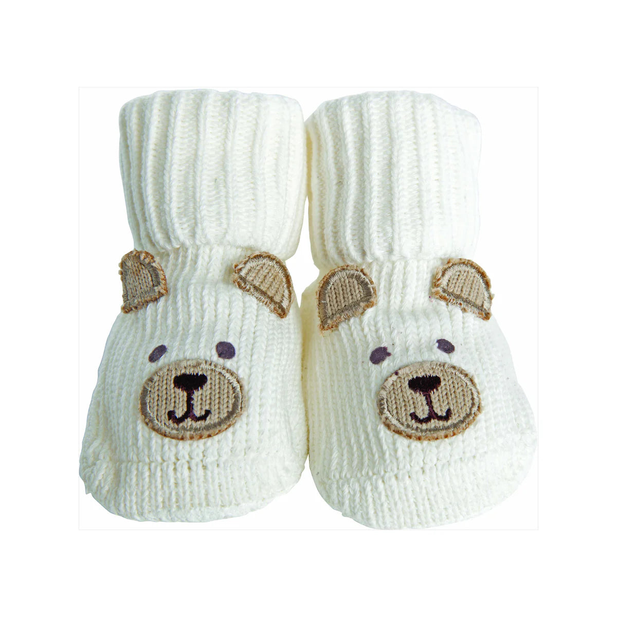 Playette Novelty Knitted Bootie Socks Cream Bear
