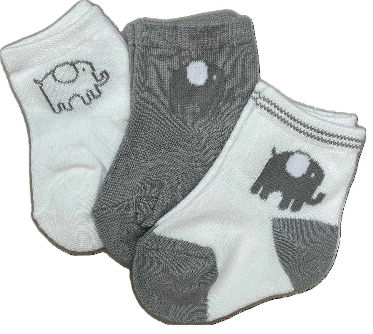Playette 3 Pack Newborn Socks Elephant