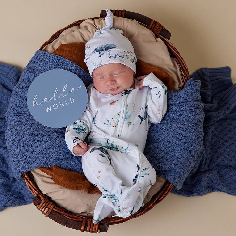 Snuggle Hunny - Ocean Organic Snuggle Sleepsuit Zip Footie - 6-12 Months (0) 