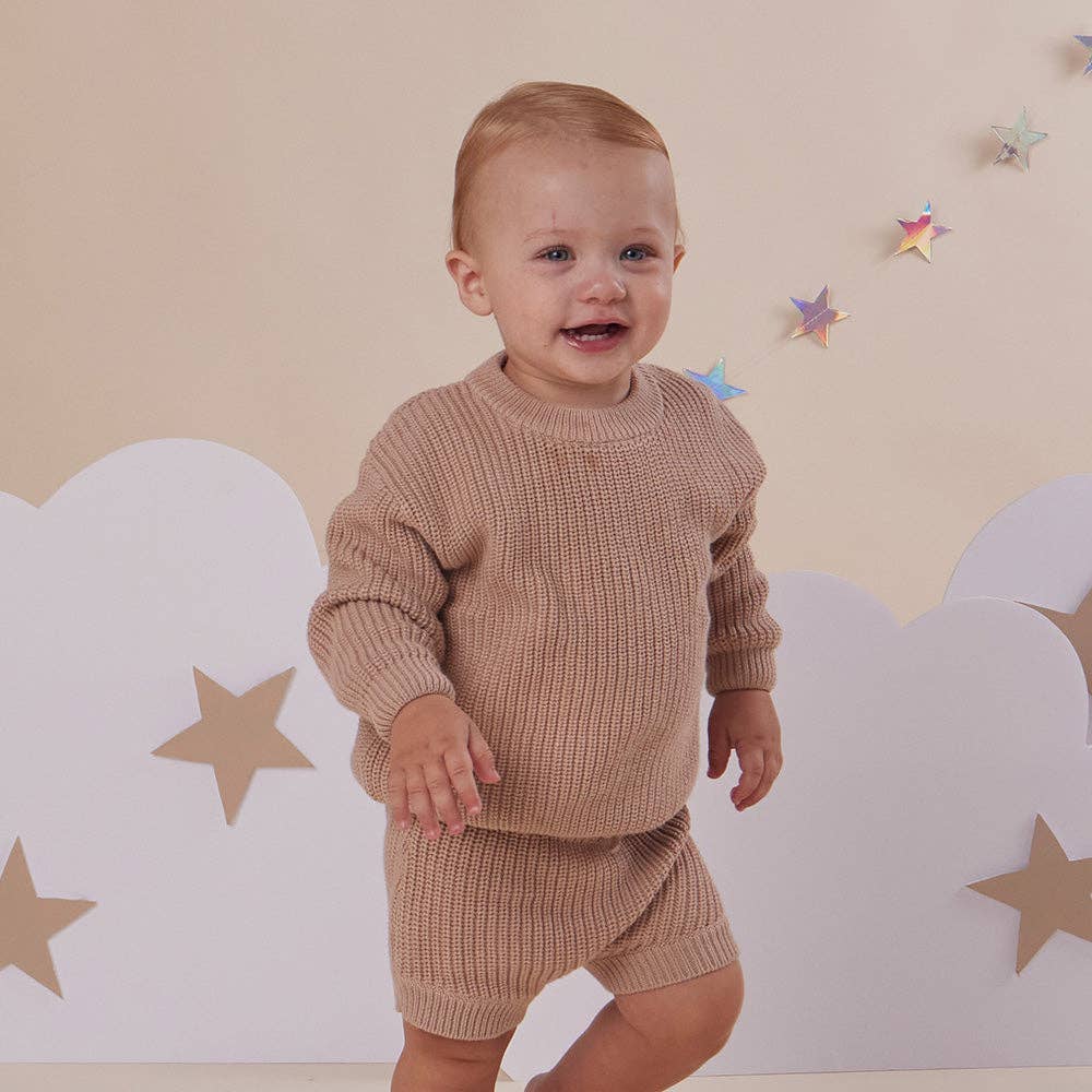 Snuggle Hunny - Hazelnut Oversized Cotton Knit Jumper - 3-6 Months (00)