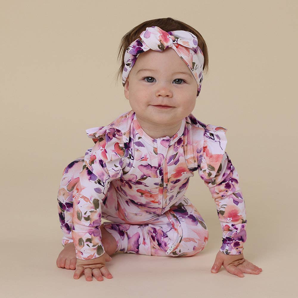 Snuggle Hunny - Blushing Beauty Organic Snugglesuit Convertible Romper with Frill - 0-3 Months (000) 