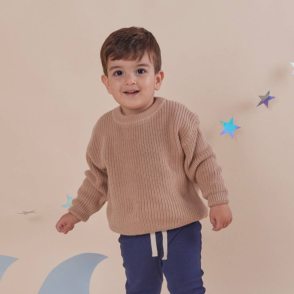 Snuggle Hunny - Hazelnut Oversized Cotton Knit Jumper - 3-6 Months (00)
