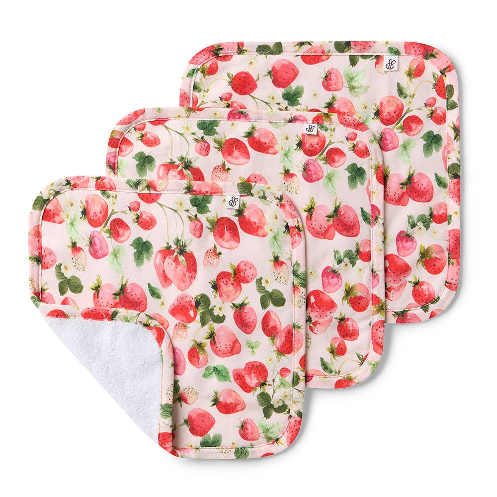 Snuggle Hunny - Strawberry Organic Wash Cloths - 3 Pack