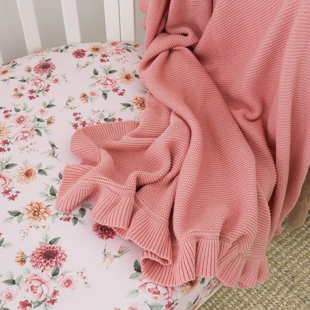 Snuggle Hunny - Rosa Ruffle Knit Organic Baby Blanket