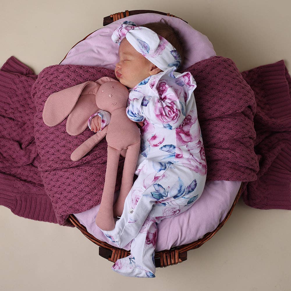 Snuggle Hunny - Lilac Skies Organic Snuggle Sleepsuit Zip Footie with Frill - 0-3 Months (000) 