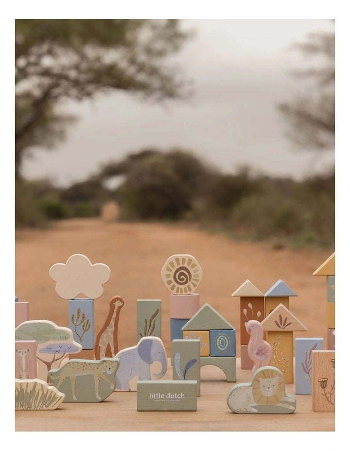 Little Dutch Safari Friends Wooden Building Blocks