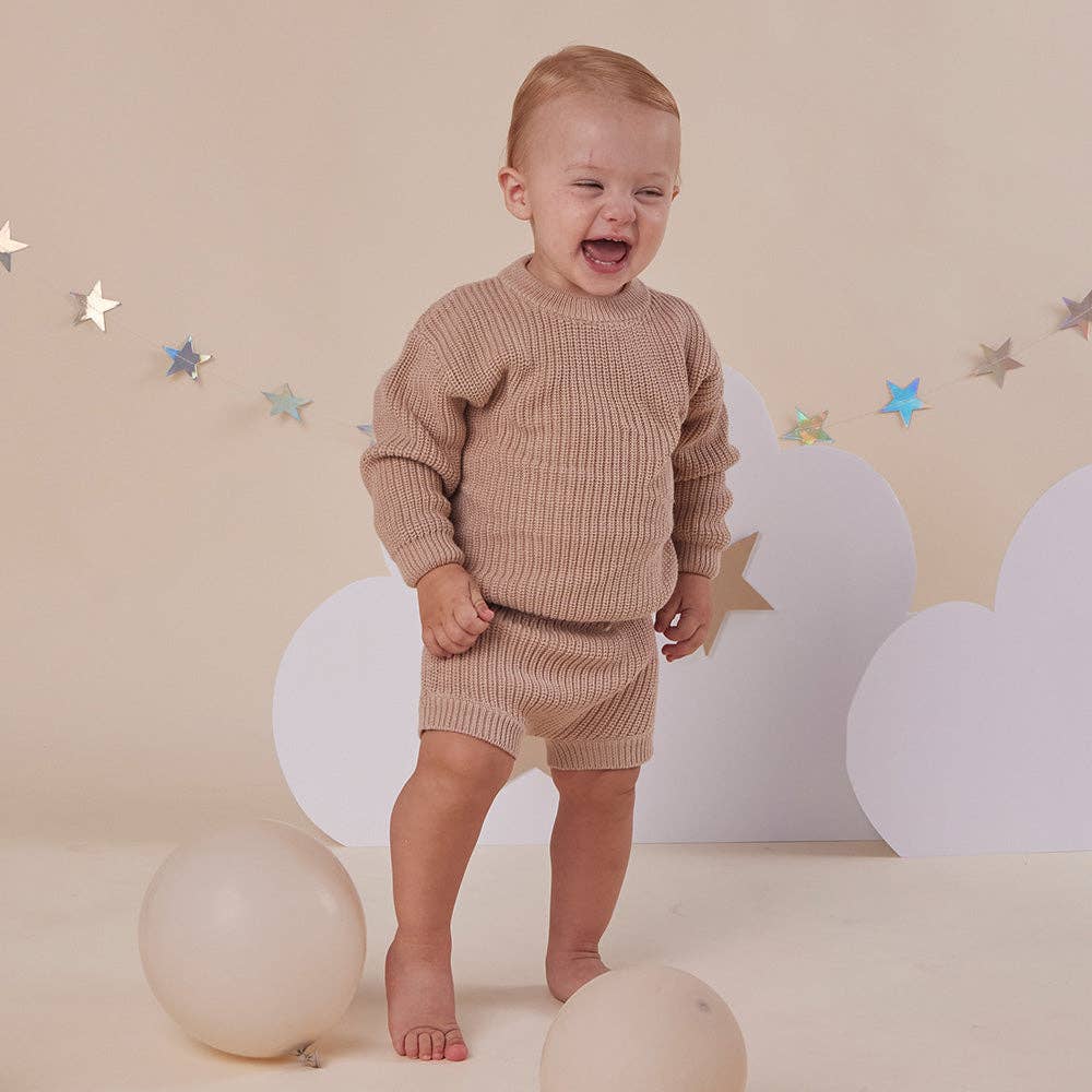 Snuggle Hunny - Hazelnut Oversized Cotton Knit Jumper - 3-6 Months (00)