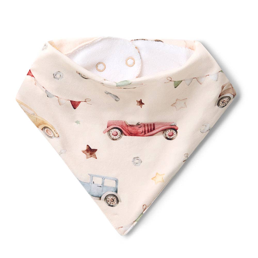 Snuggle Hunny - Vintage Cars Organic Dribble Bib 