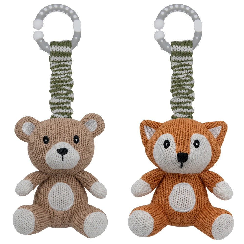 Living Textiles 2pk Stroller Toys - Bear & Fox - Tiny Tots Baby Store 