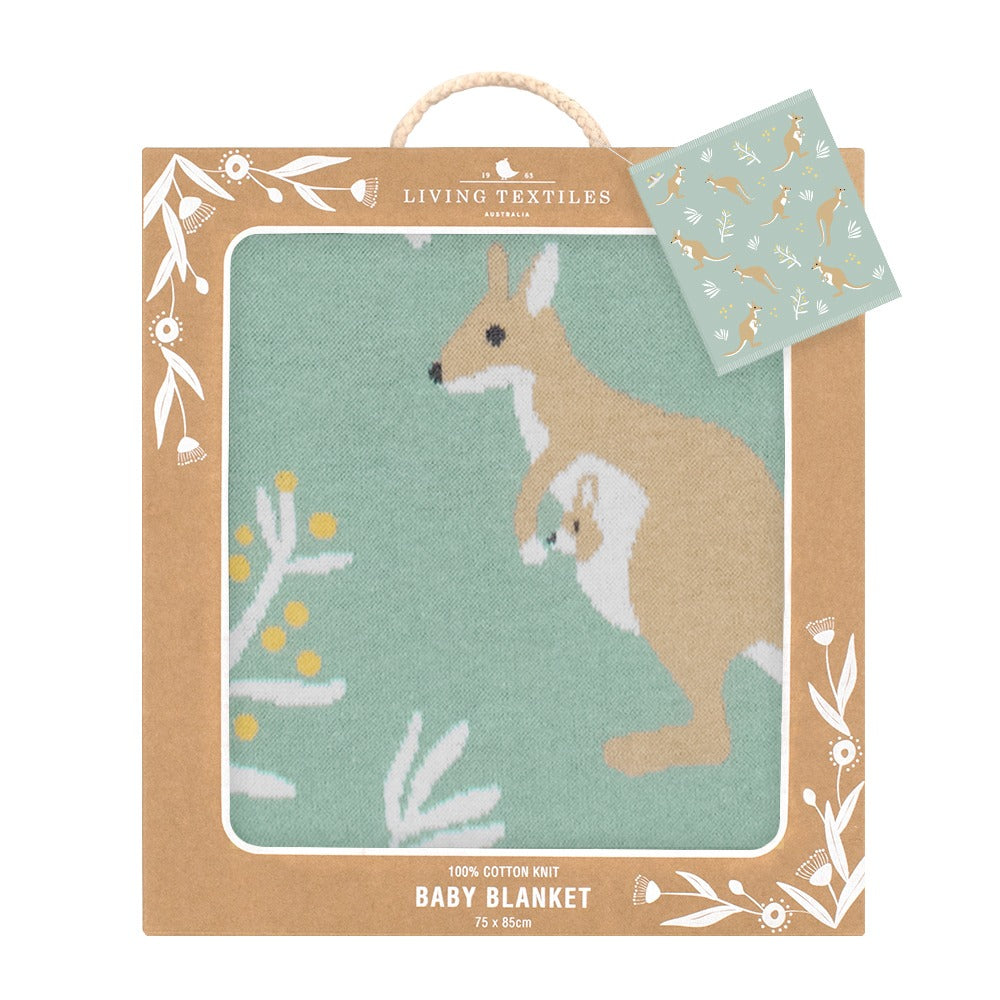 Australiana Baby Blanket - Kangaroo/Green - Tiny Tots Baby Store 