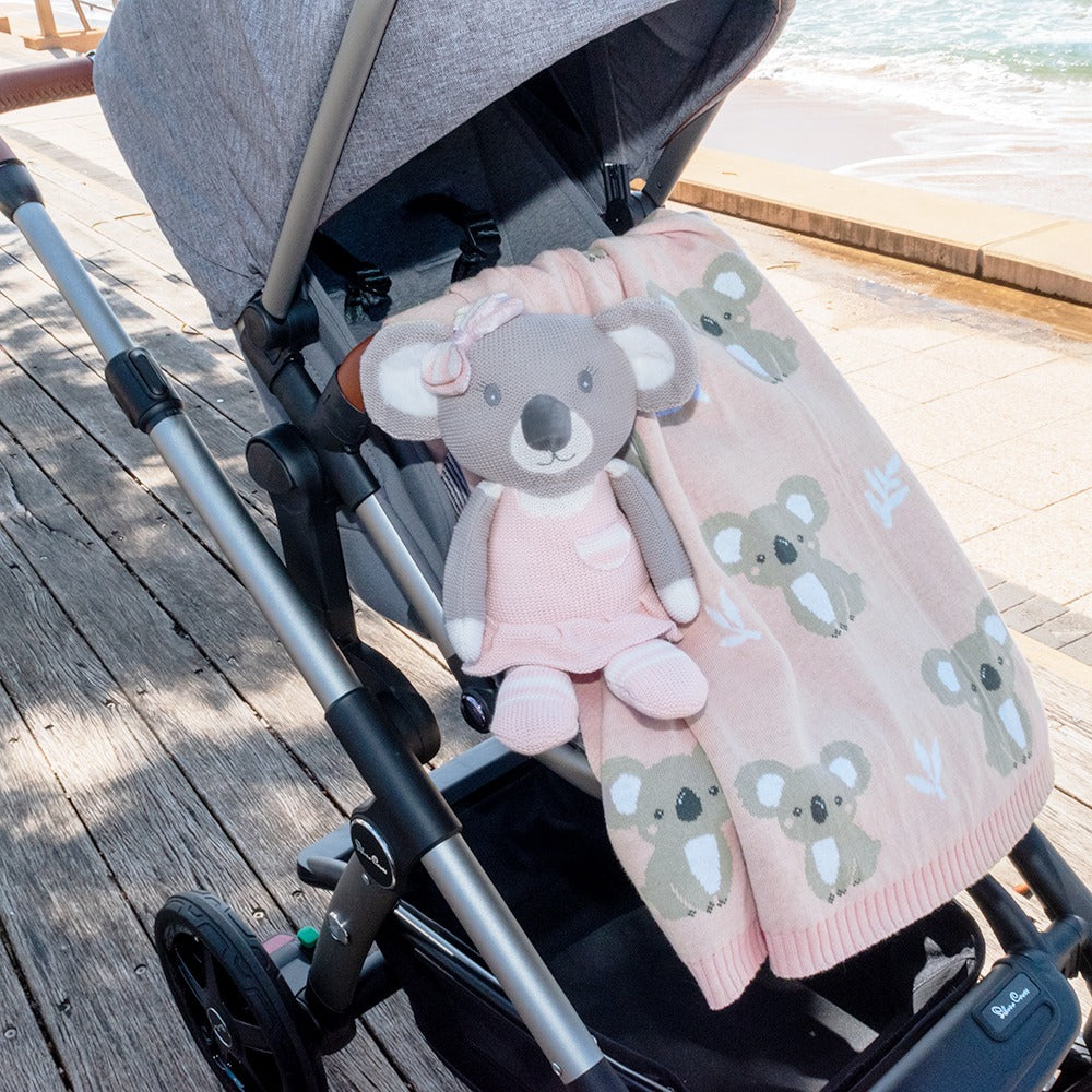 Australiana Baby Blanket - Koala/Blush - Tiny Tots Baby Store 