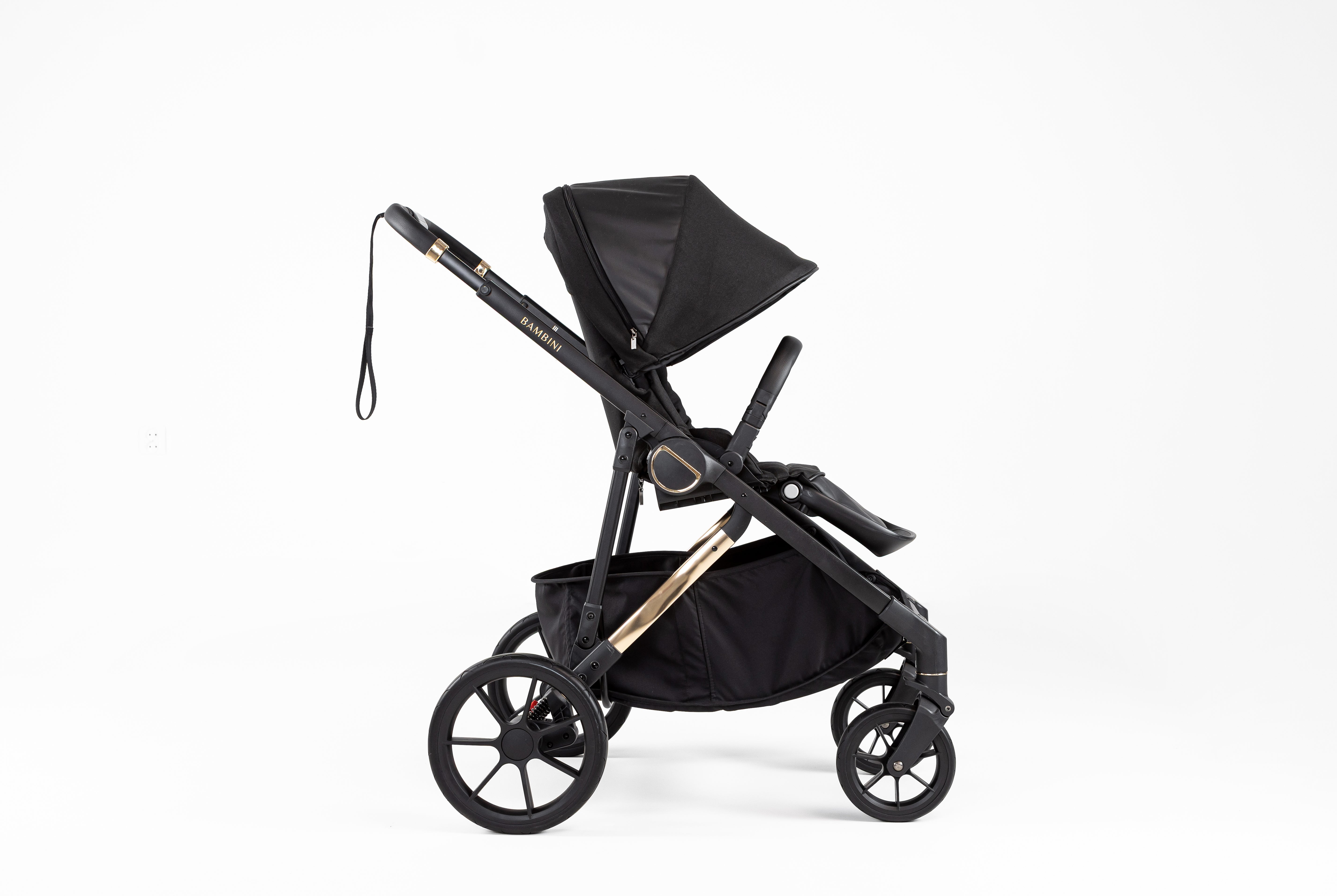 Bambini Lisbon Noah Gold single pram with sunshade and toddler seat for kids