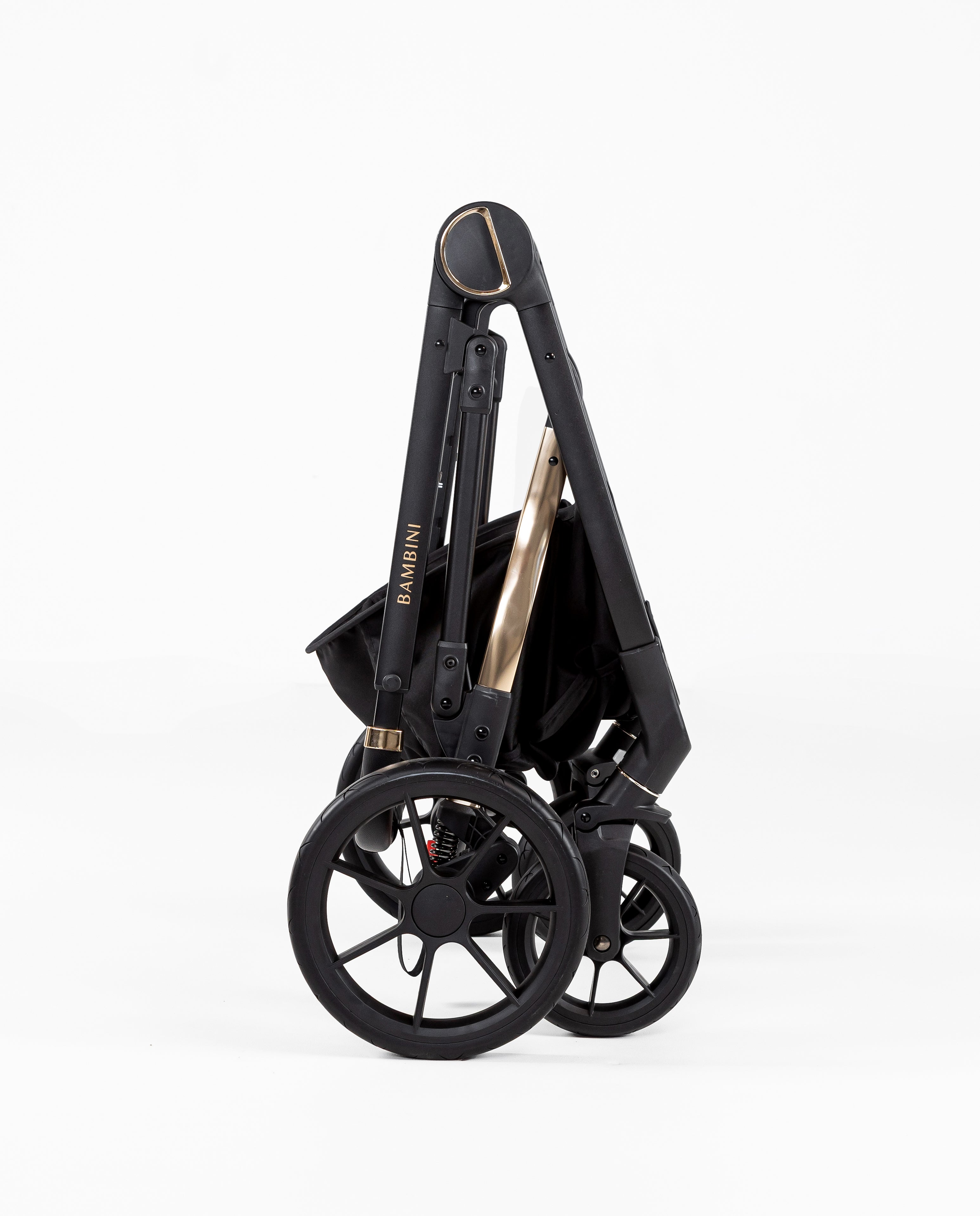Folded Bambini LISBON Single Pram NOAH Gold stroller with toddler seat for easy storage