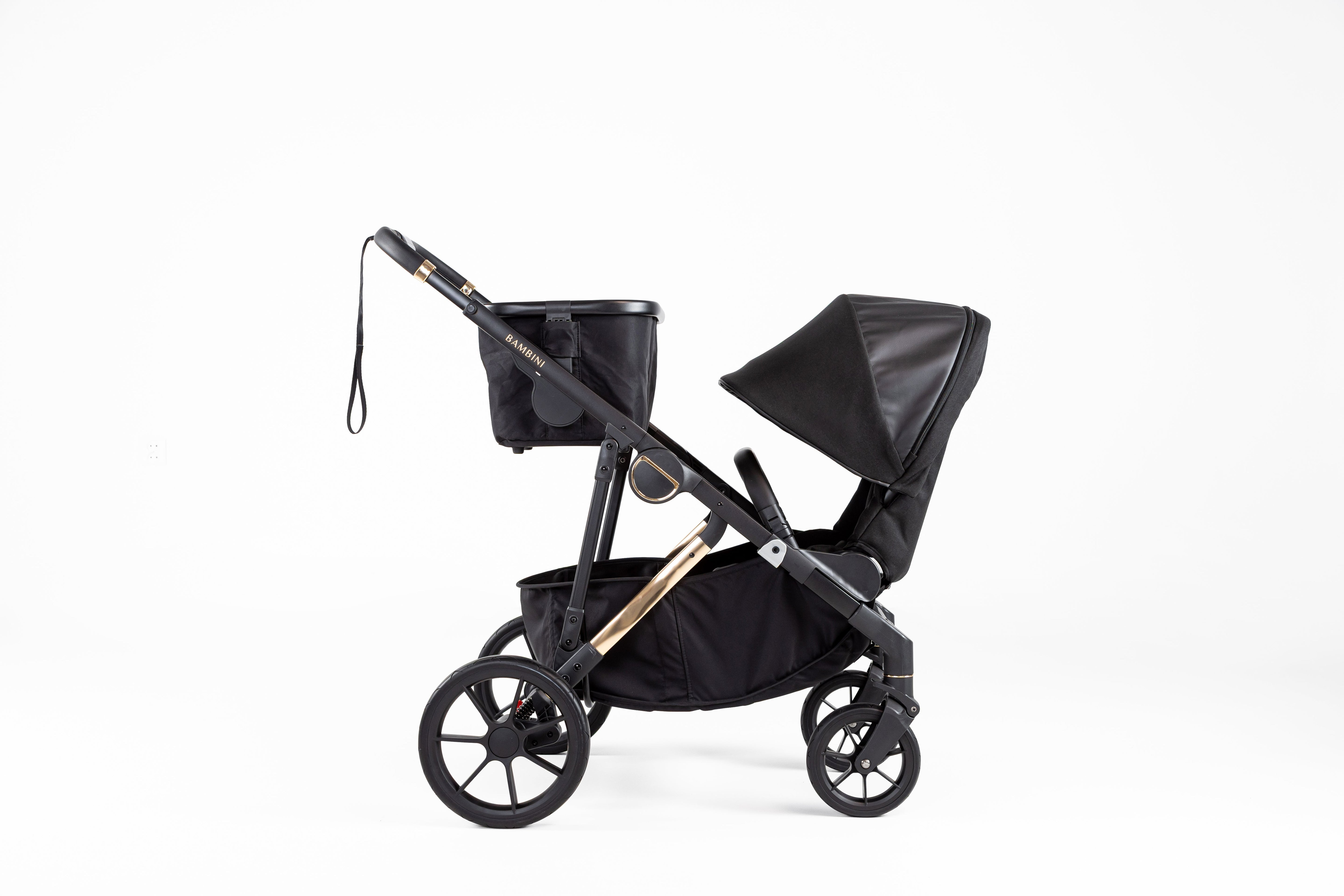 Black Bambini LISBON Single Pram NOAH Gold baby stroller with storage for easy outings