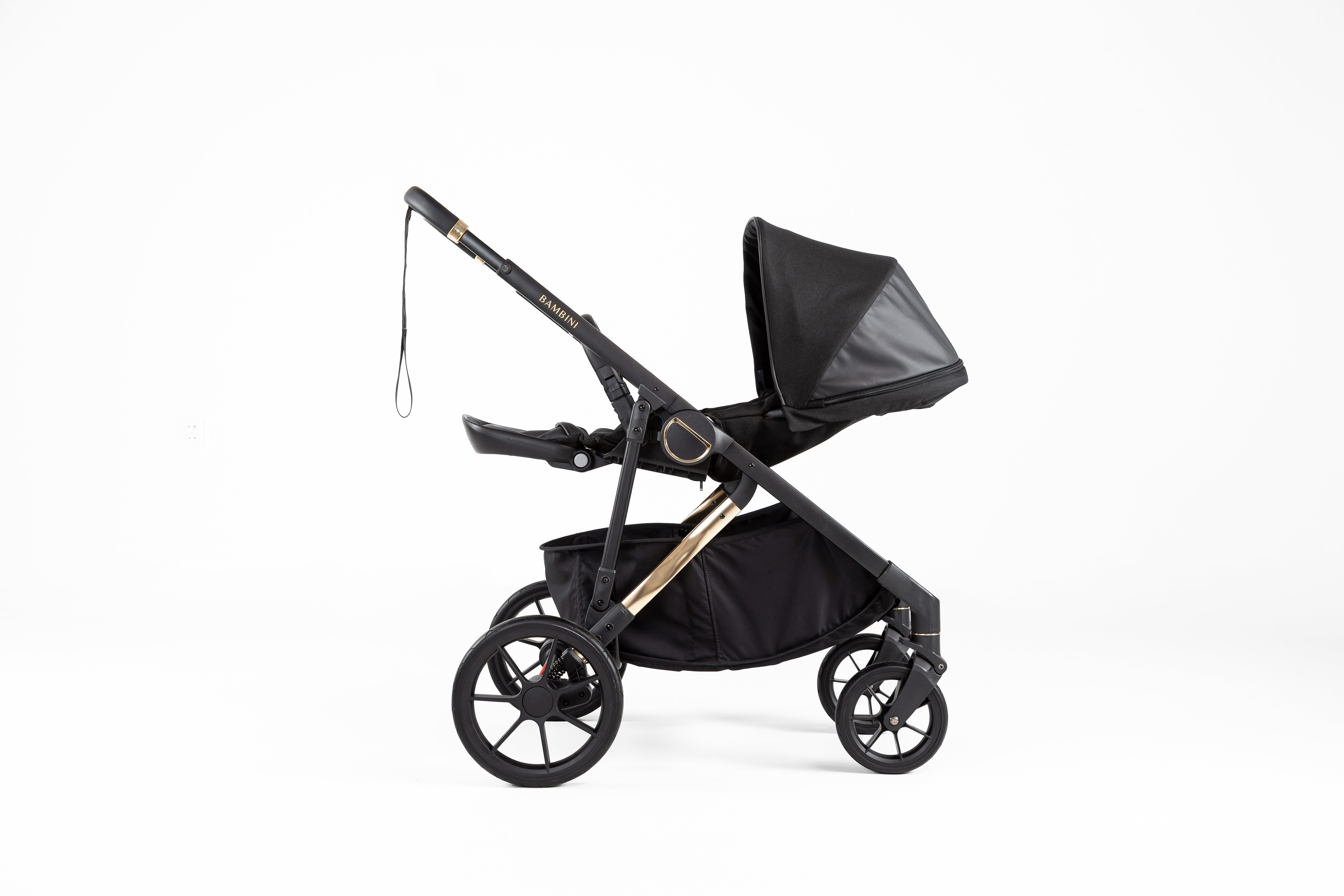 Black and gold Bambini Lisbon Noah Gold toddler seat stroller for babies