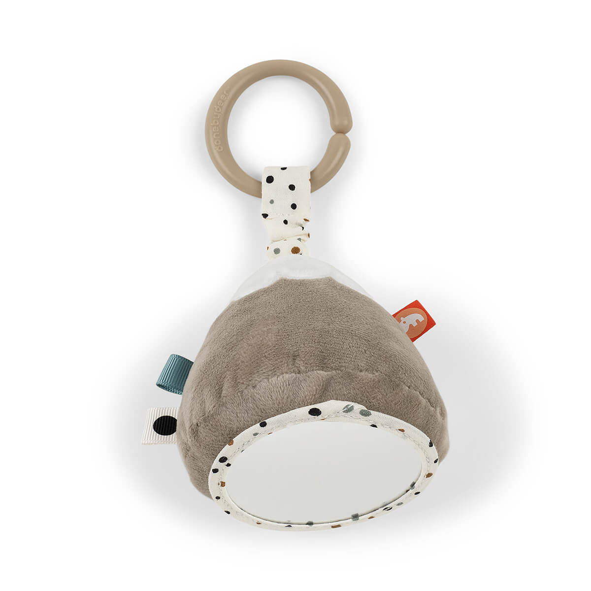 Baby toy with mirror on Done by Deer Activity Play Mat Sand for Toshi Baby Romper plays