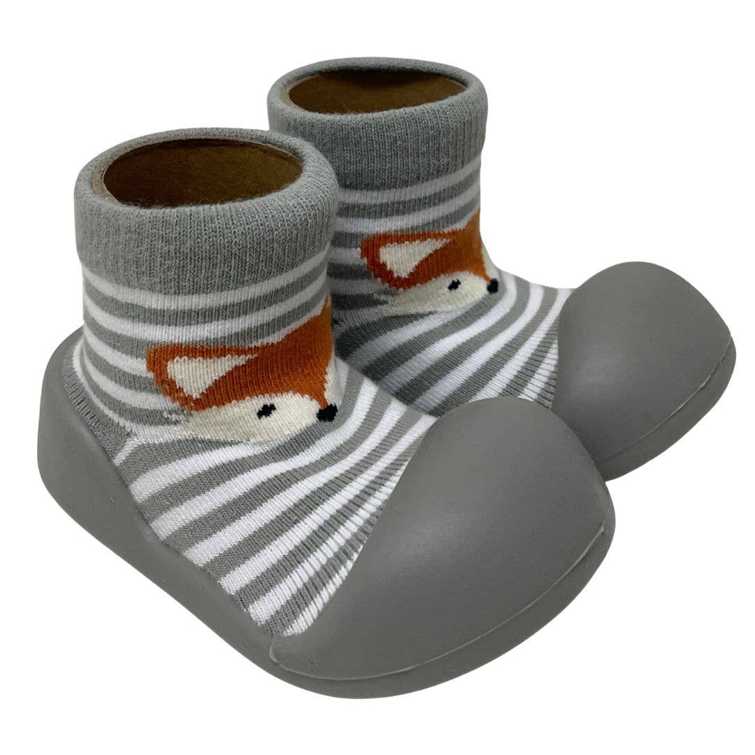 Gray stripe fox Toshi Baby baby shoes perfect for baby strollers and adorable outfits