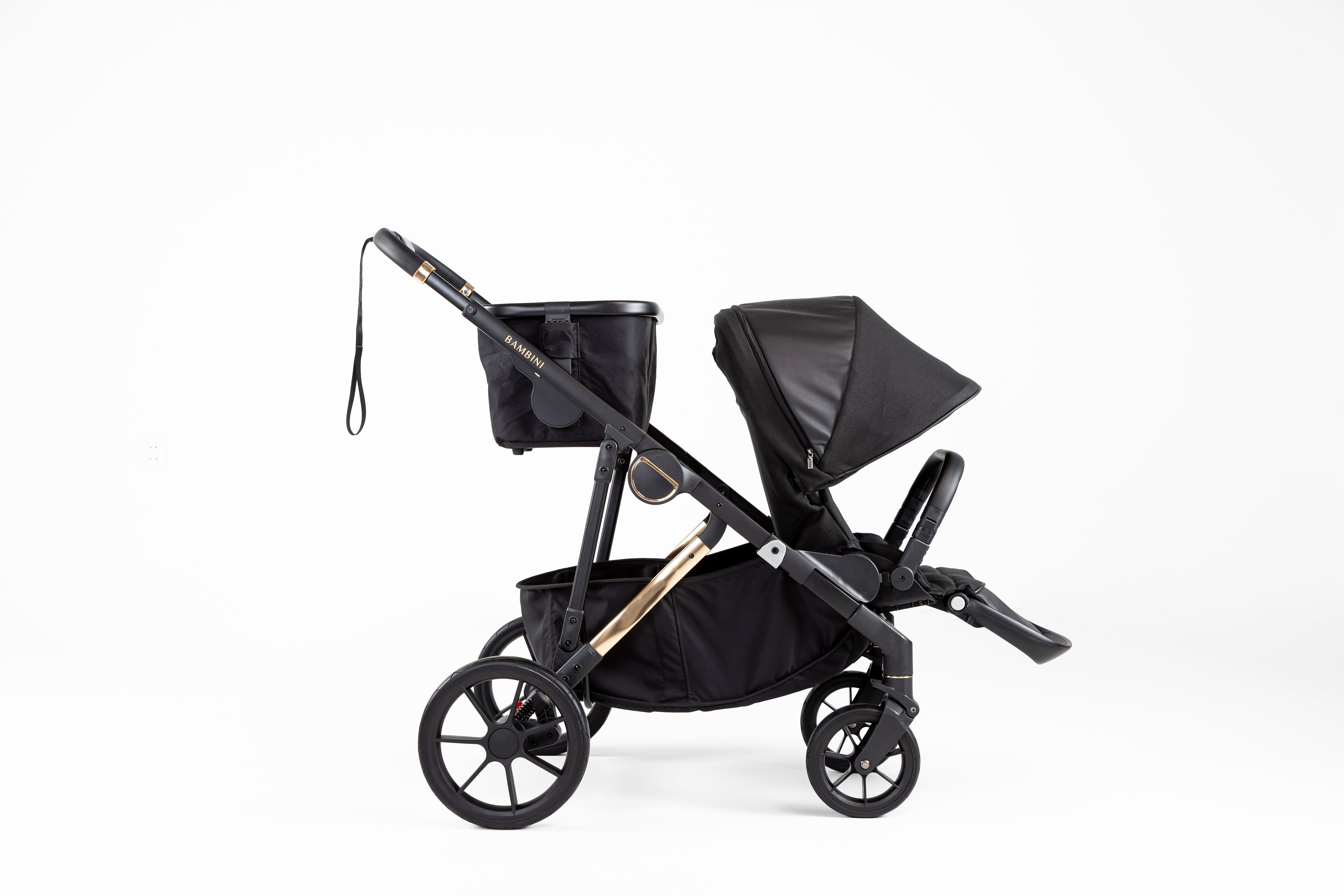 Black Lisbon Pram with storage basket from Bambini LISBON Noah Gold baby strollers