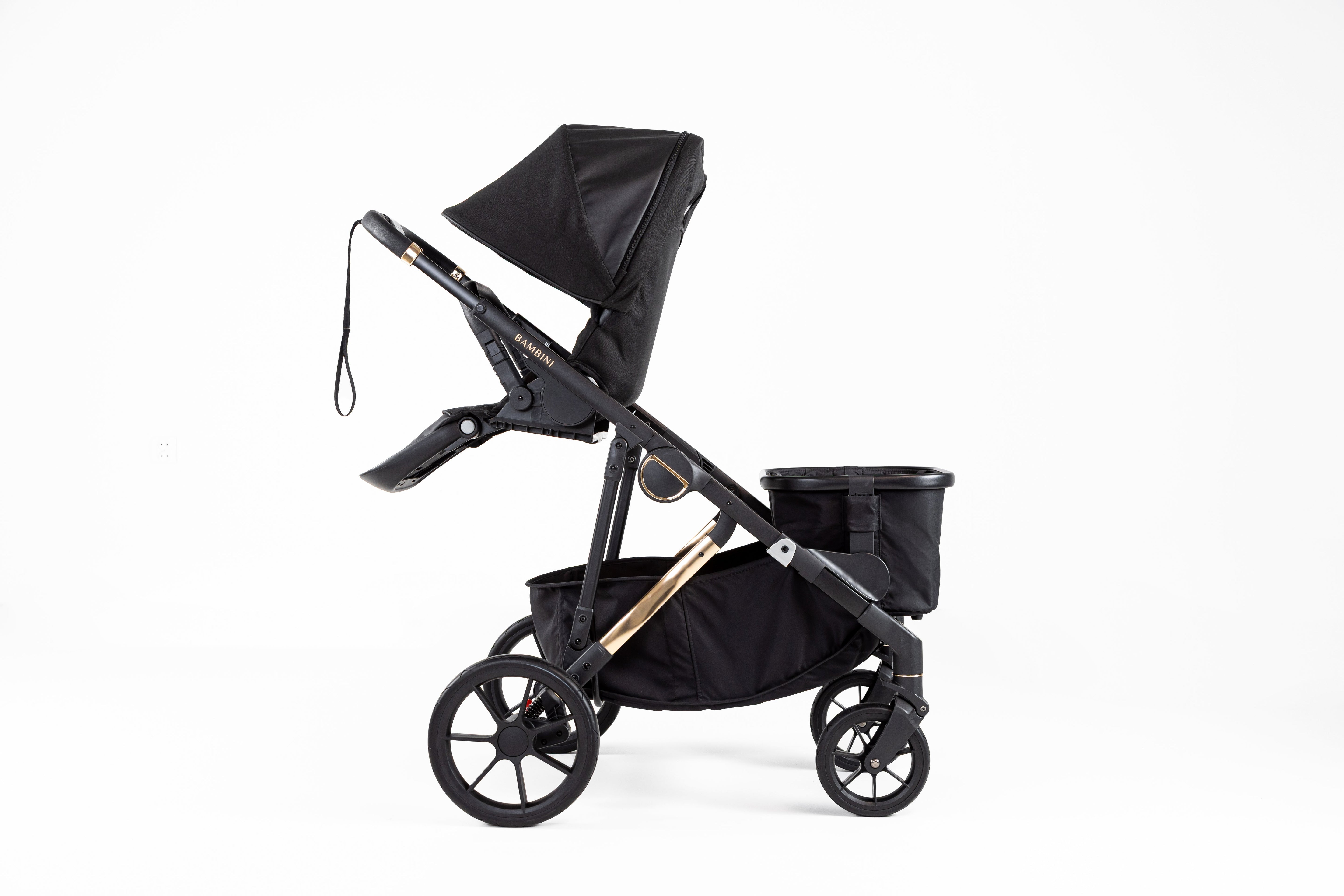 Black and gold baby stroller from Bambini LISBON Pram NOAH Gold/Black for comfortable baby strollers