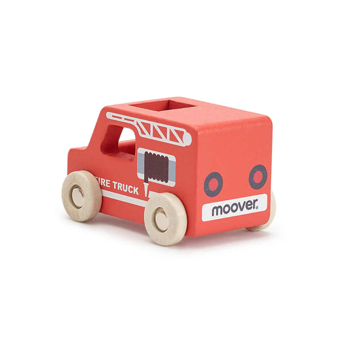 Red wooden toy fire truck from Moover Toys Essentials for kids’ fun playtime
