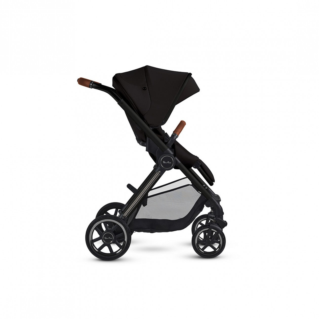 Black stroller with brown handle accents from Silver Cross Reef 2 Special Edition baby strollers