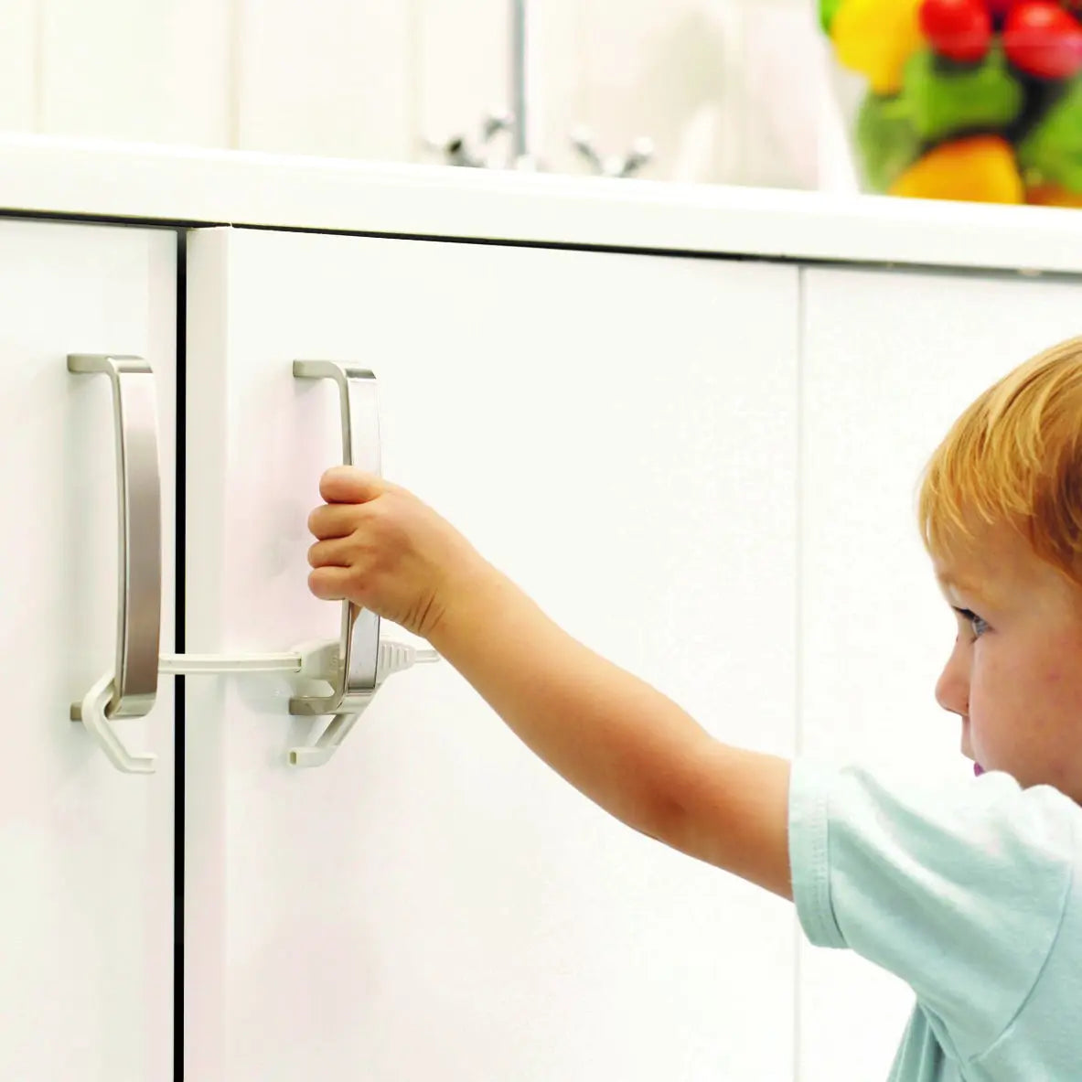 BabyDan Double Cabinet Lock keeps your cabinets safe and secure for Toshi Baby