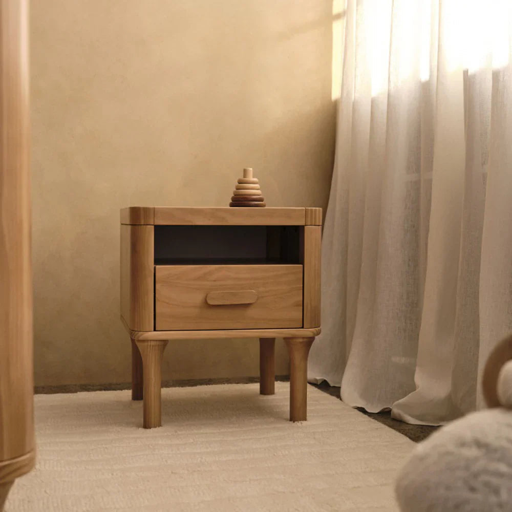Tasman Eco Willow Wooden Nightstand with Drawer for Toshi Baby, maintaining classic design