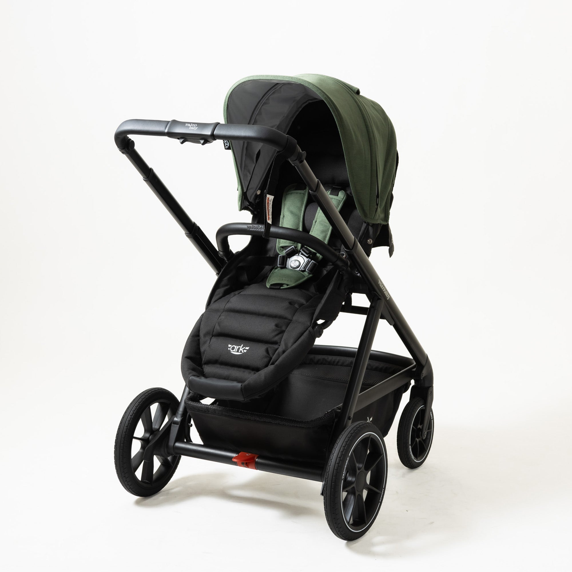 Green and black baby stroller from Valcobaby ARK Joey Seat Bundle for baby strollers