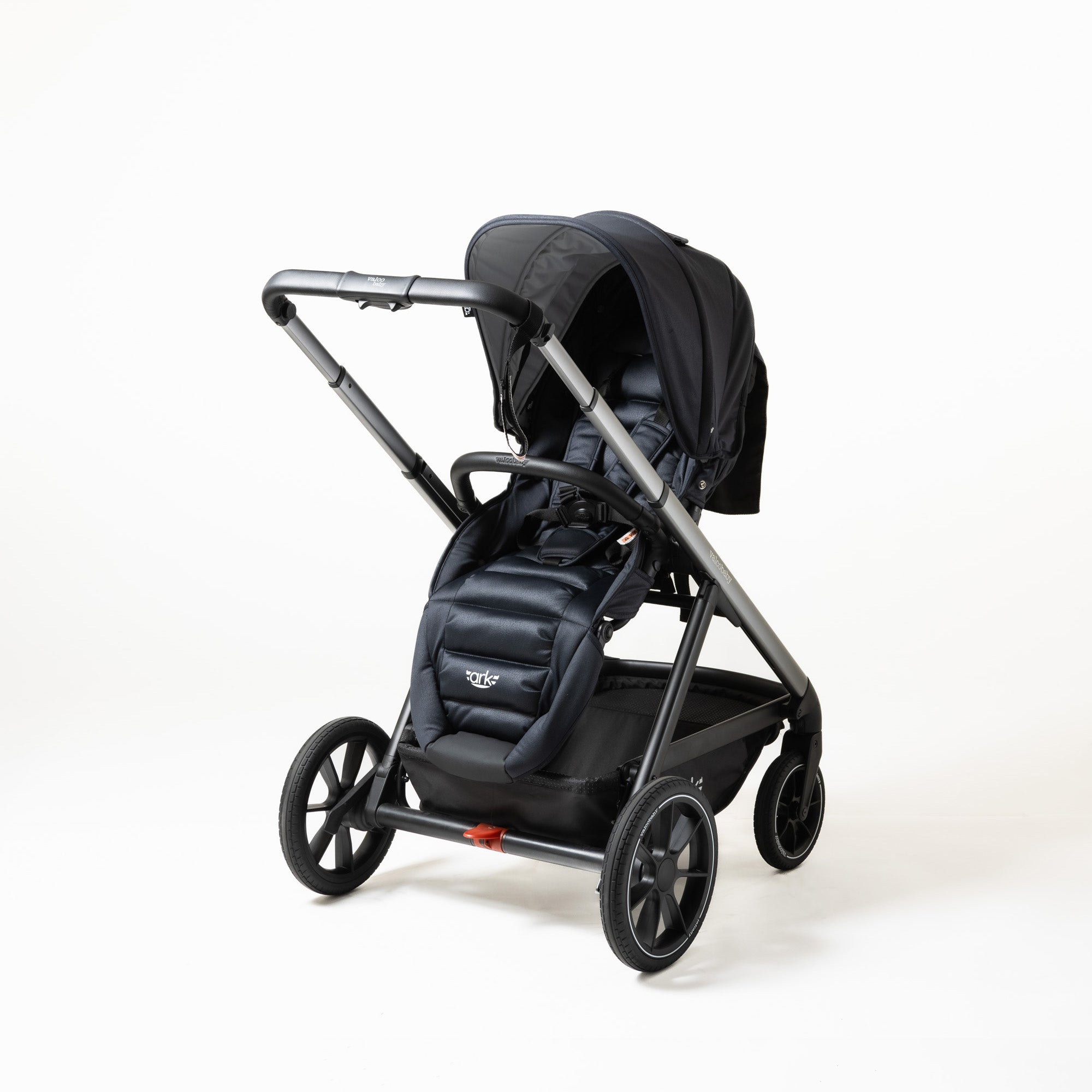 Black stroller with adjustable canopy from Valcobaby ARK Joey Seat Bundle baby strollers
