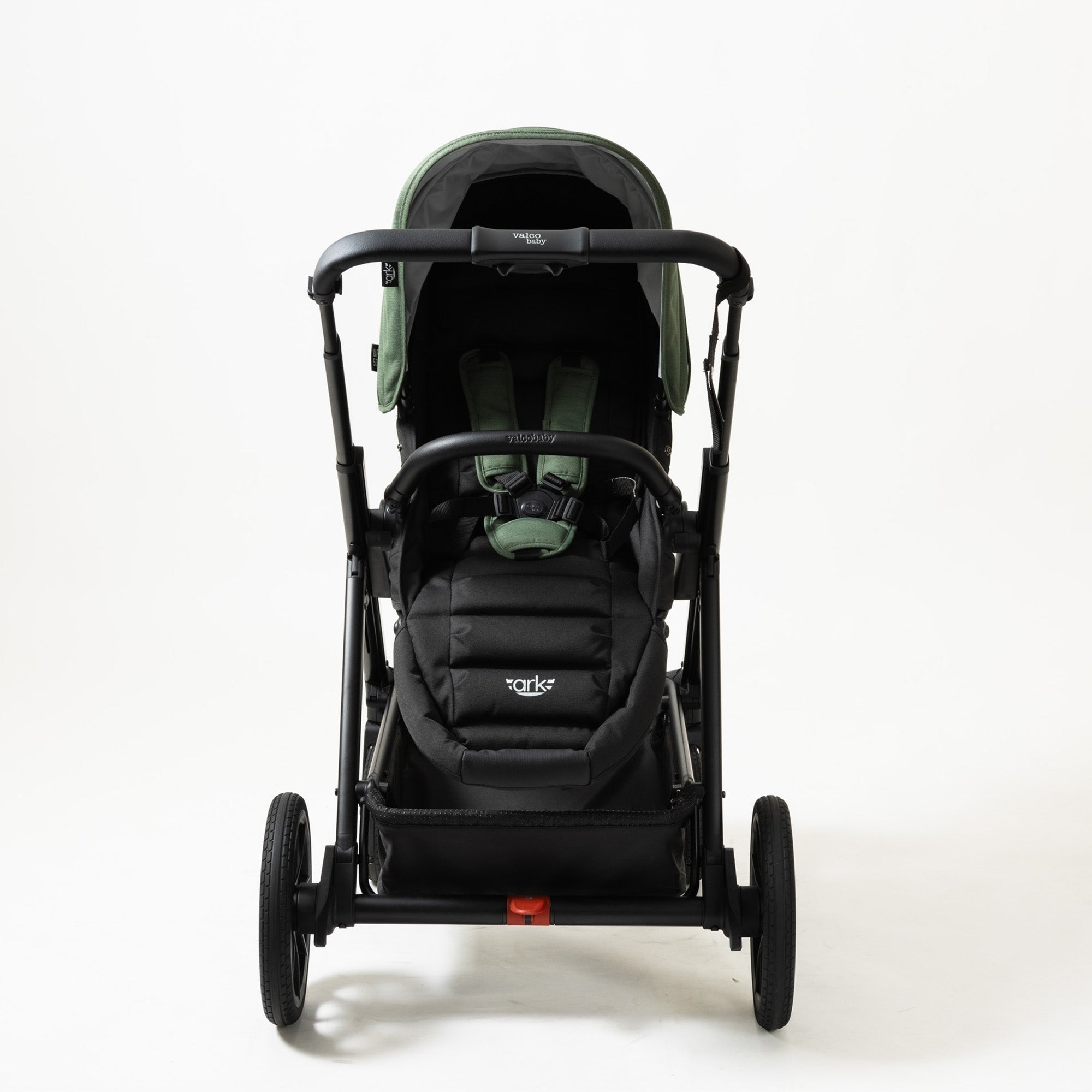 Black and green stroller from Valcobaby ARK with Joey Seat Bundle for Toshi Baby