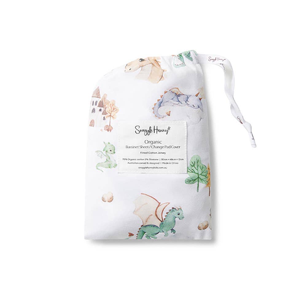 Snuggle Hunny - Dragon Organic Bassinet Sheet / Change Pad Cover