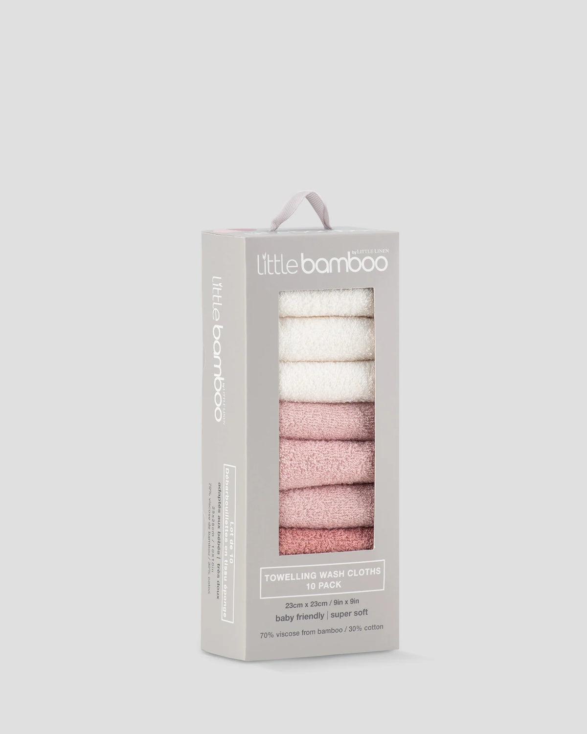 Little Bamboo Baby Towelling Washers 10PK - Dusty Rose