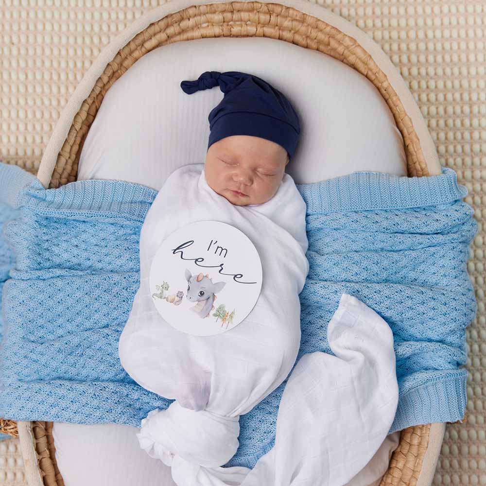 Snuggle Hunny - Baby Blue Diamond Knit Organic Baby Blanket