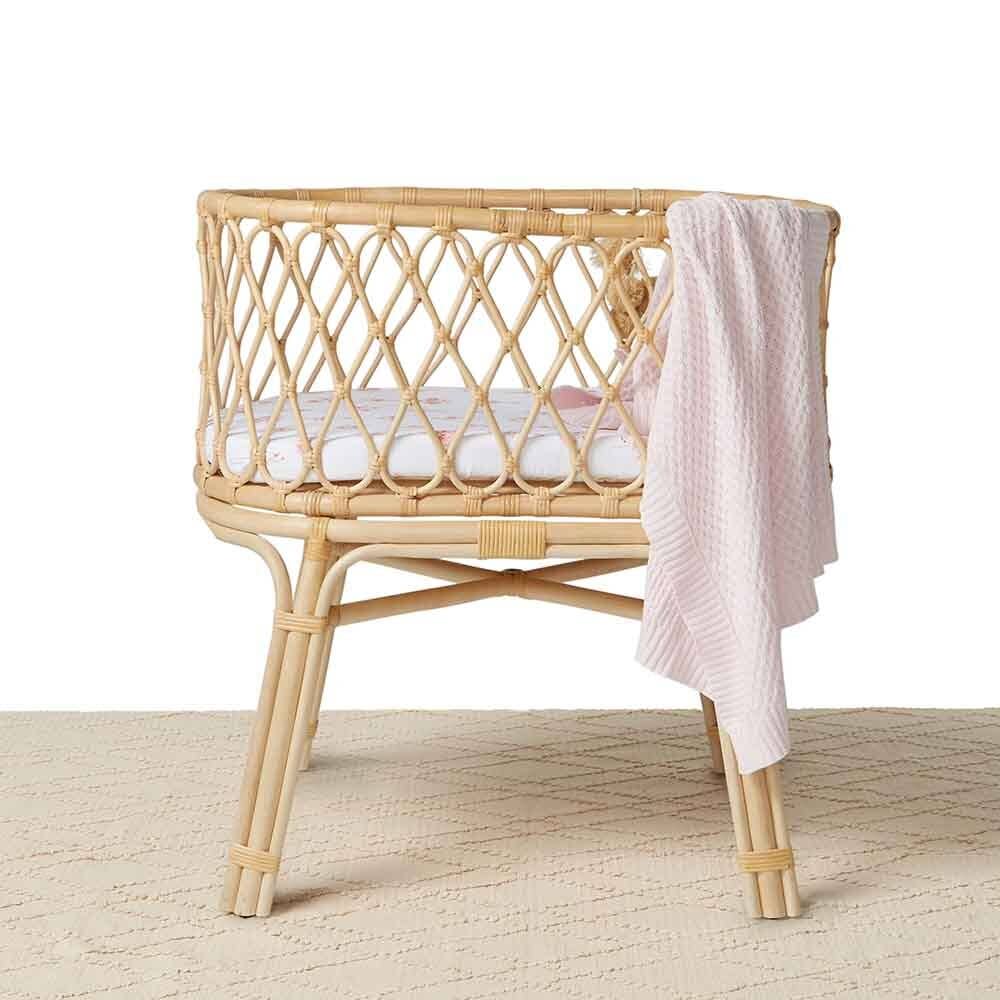 Snuggle Hunny - Blush Pink Diamond Knit Organic Baby Blanket