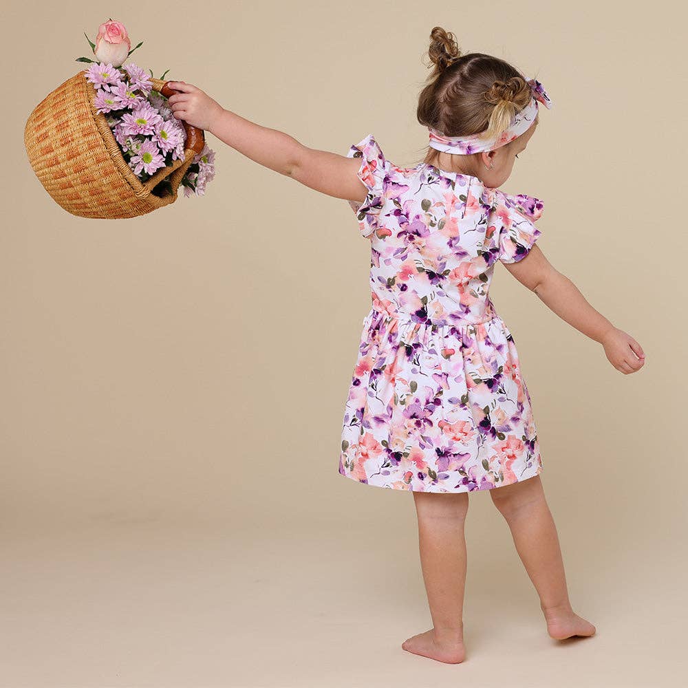 Snuggle Hunny - Blushing Beauty Short Sleeve Organic Dress - 3-6 Months (00) 