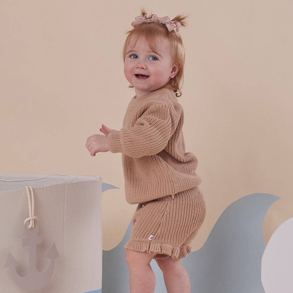 Snuggle Hunny - Hazelnut Oversized Cotton Knit Jumper - 3-6 Months (00)