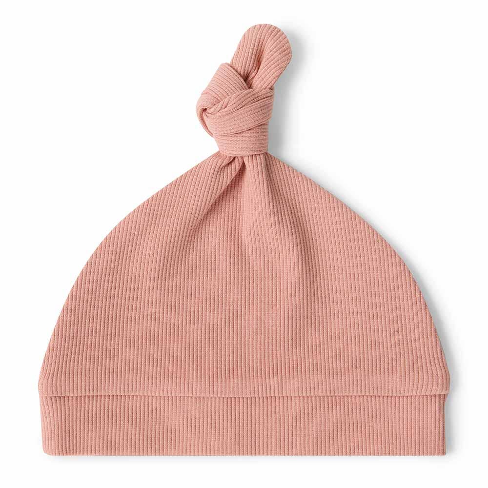 Snuggle Hunny - Rose Ribbed Organic Knotted Beanie
