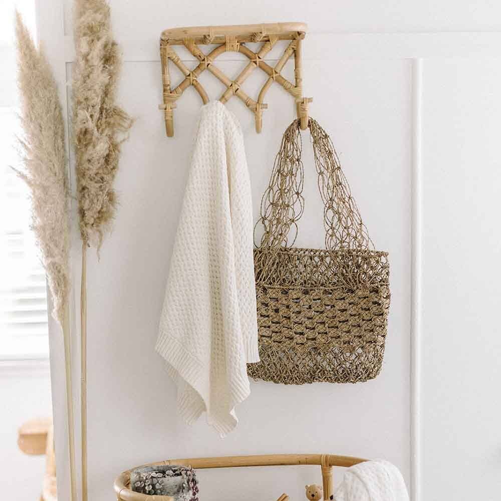 Snuggle Hunny - Cream Diamond Knit Organic Baby Blanket