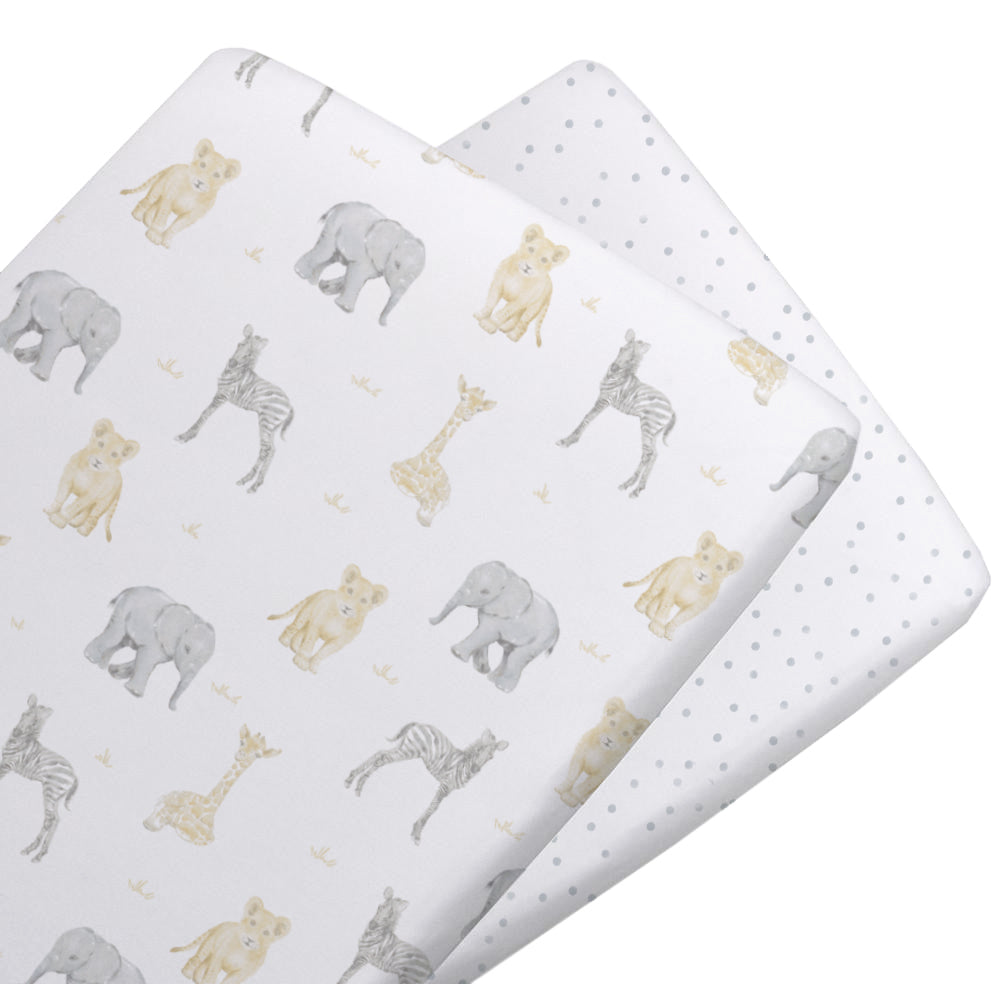 Living Textiles 2-pack Jersey Bedside Bassinet/Co-Sleeper Fitted Sheets - Tiny Tots Baby Store 