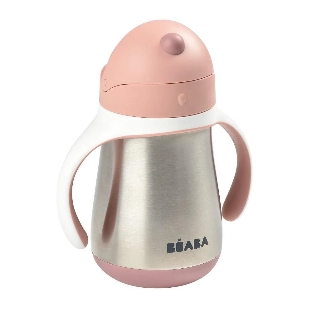 Beaba Stainless Steel Straw Cup 250ML - VINTAGE PINK
